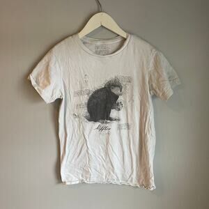Fantastic Beasts Fantasy Harry Potter Niffler White Grey Graphic T-shirt sz XS